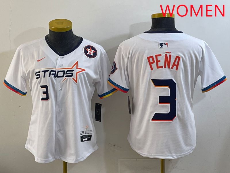 Women Houston Astros #3 Pena White Fourth generation Joint Name 2025 Nike MLB Jersey style 6